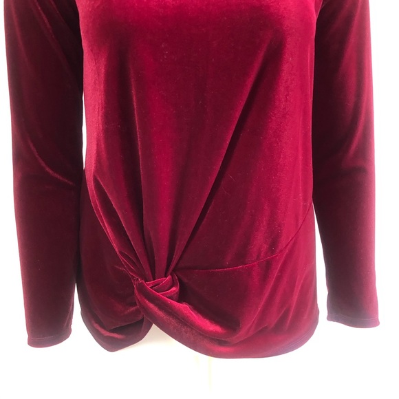 HALOGEN Front Twist Velvet Long Sleeve Top - Picture 2 of 6